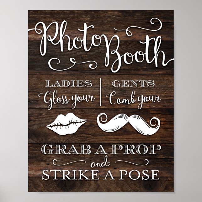 Rustikaler Chic PHOTO BOOTH GRAB A PROP Schild Dru (Vorne)