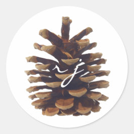 Rustikaler Chic Pine Cone Hochzeitsticker Runder Aufkleber