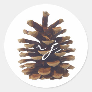 Rustikaler Chic Pine Cone Hochzeitsticker Runder Aufkleber