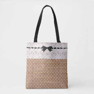 Rustikaler Chic Polka Dot Tote Bag
