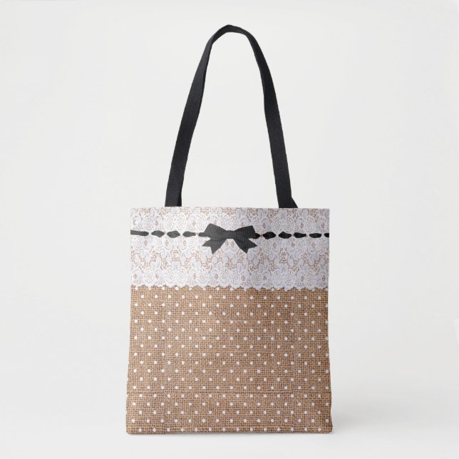 Rustikaler Chic Polka Dot Tote Bag (Vorderseite)