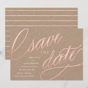 Rustikaler Chic Roségold Save-the-Date-Karten   Ro Einladung