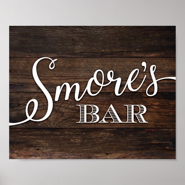 Rustikaler Chic SMORES BAR signieren Poster (Vorne)