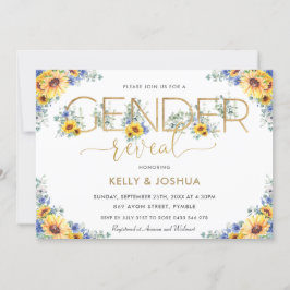 Rustikaler Chic Sonnenblumen Blauer Blütengenderbe Einladung