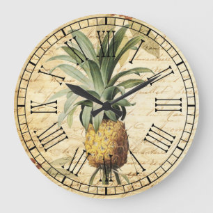 Rustikaler Chic Vintage Französischer Ananas Große Wanduhr