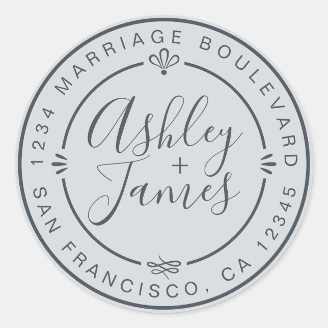 Rustikaler Chic Wedding Rücksendeadresse Pastel Bl Runder Aufkleber (Vorderseite)
