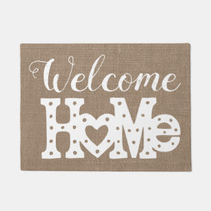 Rustikaler Chic "Welcome Zuhause" Burlap-Effekt Fußmatte