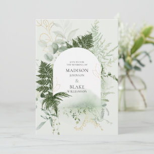 Rustikaler Chic Wild Forest Fern Greenerie Wedding Einladung