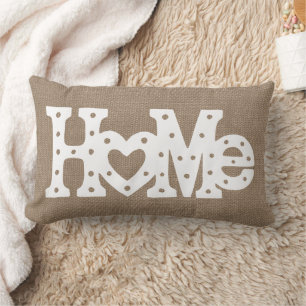 Rustikaler Chic "Zuhause" Burlap-Effekt Lendenkissen