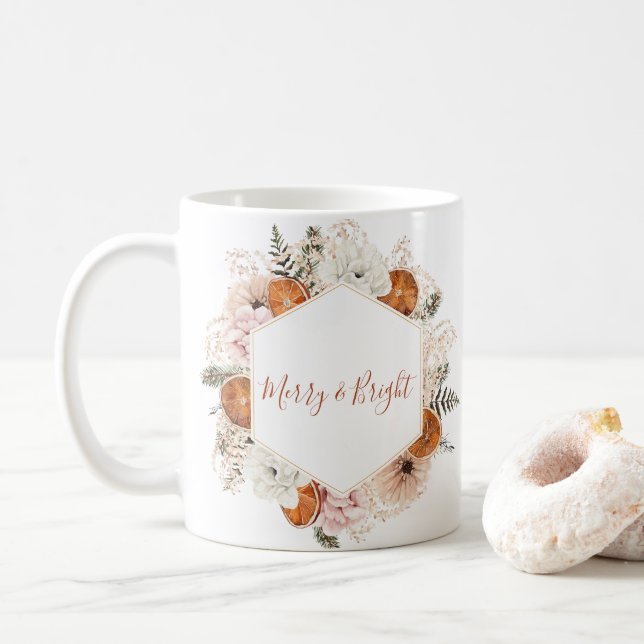 Rustikaler Citrus Pine Weihnachtsfeiertag Kaffeetasse (Mit Donut)