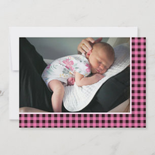 Rustikaler Country Pink Karo Sweet Adventure Baby Ankündigung