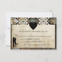 Rustikaler Country Western Hochzeitkarte RSVP