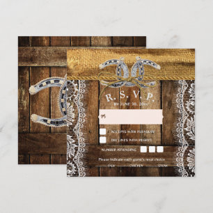 Rustikaler Country Western Hochzeitkarte RSVP Einladung