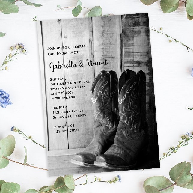 Rustikaler Cowboy Boost Western Engagement Party Einladung (Von Creator hochgeladen)