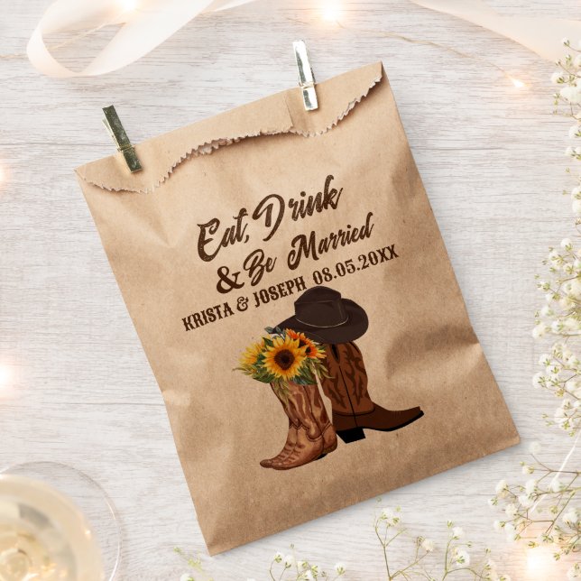 Rustikaler Cowboy Boots Sonnenblumenblume Western  Geschenktütchen (Ausgeschnitten)