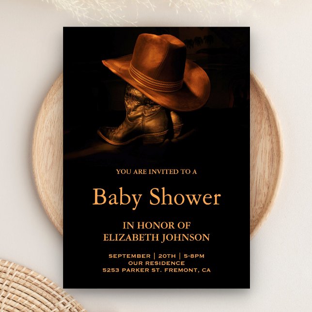 Rustikaler Cowboy-Hut und Boots Baby-Dusche Einladung (Von Creator hochgeladen)
