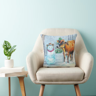 Rustikaler Cowboy Snowman Throw Kissen