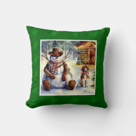Rustikaler Cowboy Snowman Watercolor Throw Kissen