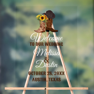 Rustikaler Cowboy Sonnenblumen Western Hochzeit Be Acrylschild