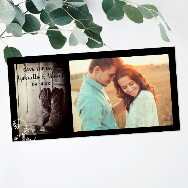 Rustikaler Cowboy Stiefel Blumenkohl Western Save  The Date (Von Creator hochgeladen)