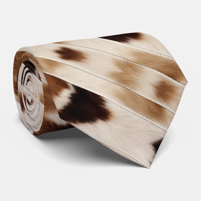 Rustikaler Cowboy-Western Country Brown Beige Cowh Krawatte (Gerollt)