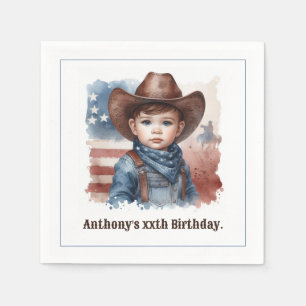 Rustikaler Cowboy Western Rodeo Geburtstagsparty Serviette