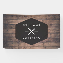 Rustikaler Crossed Gabel Knife Logo Catering Banner