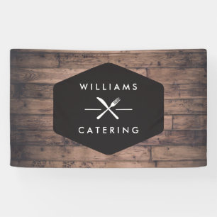 Rustikaler Crossed Gabel Knife Logo Catering Banner