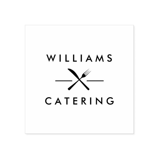 Rustikaler Crossed Gabel Knife Logo Catering Gummistempel (Prägung)