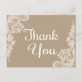 Rustikaler Dank an die braune und weiße Blumenspit Postkarte