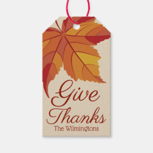 Rustikaler Dank Fall Leaf  Personalisiert Geschenkanhänger
