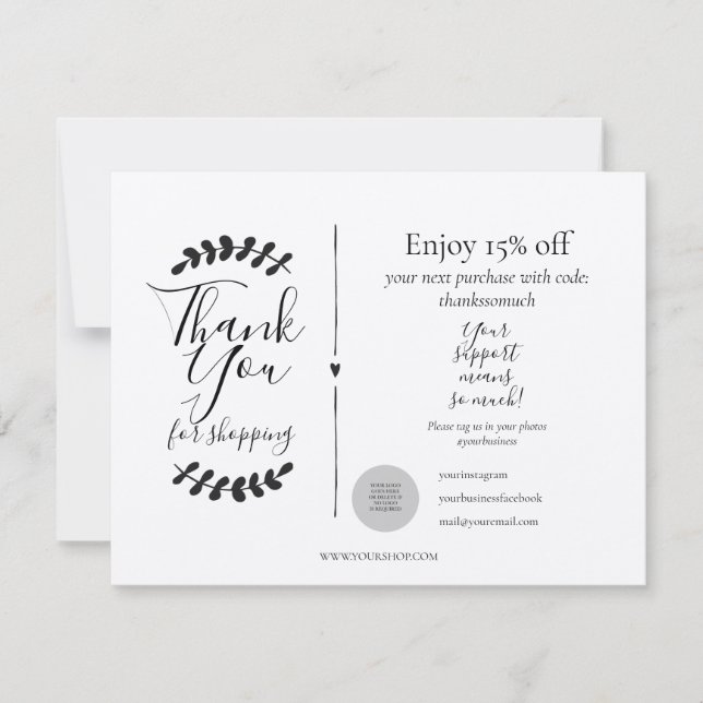 Rustikaler Dank für die Rabattkarte (Vorderseite)