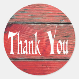 Rustikaler Dank für die Red Distressed Wood Weddin Runder Aufkleber