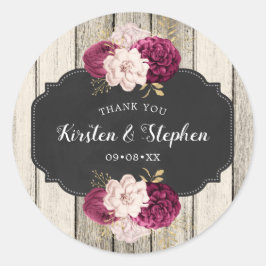 Rustikaler Dank für Hochzeit oder Brautparty Gefal Runder Aufkleber