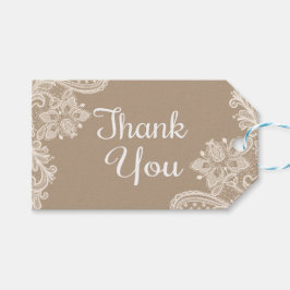 Rustikaler Dank Ihnen braune und weiße Spitzen Ges Geschenkanhänger