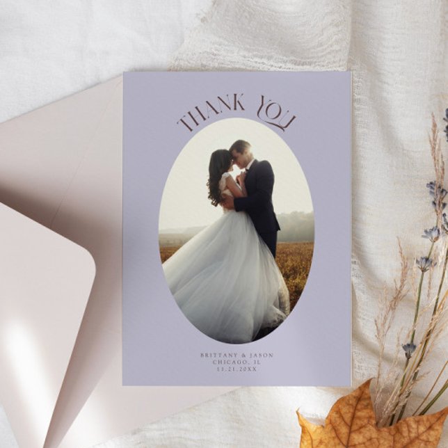 Rustikaler Dank Oval Frame Lilac Wedding Foto Dankeskarte (Von Creator hochgeladen)