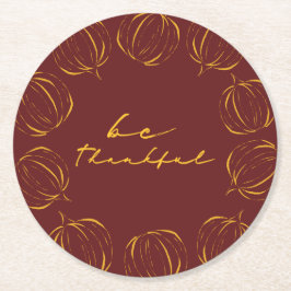 Rustikaler, dankbarer Pumpkin Frame Erntedank Runder Pappuntersetzer