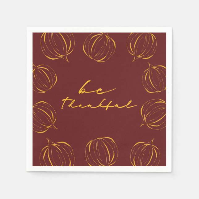 Rustikaler, dankbarer Pumpkin Frame Erntedank Serviette (Vorderseite)