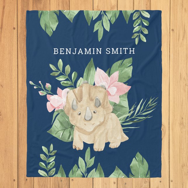 Rustikaler Datercolor Dschungel Triceratops Niedli Fleecedecke (Von Creator hochgeladen)