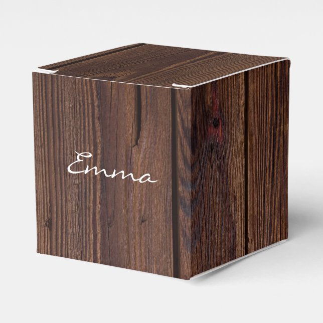 Rustikaler dunkelbrauner Holzzaun im Landstil Geschenkschachtel (Vorderseite)