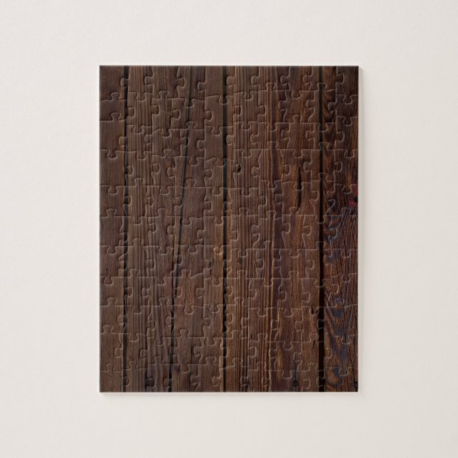 Rustikaler dunkelbrauner Holzzaun im Landstil Puzzle (Vertikal)