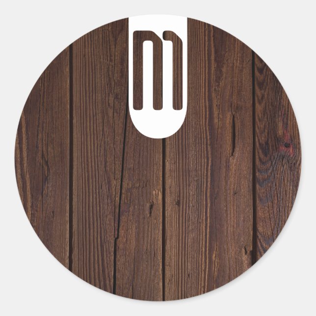 Rustikaler dunkelbrauner Holzzaun im Landstil Runder Aufkleber (Vorderseite)