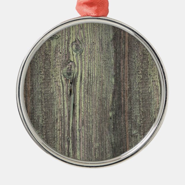Rustikaler dunkler, gewitterter Holzboden Silbernes Ornament (Vorne)