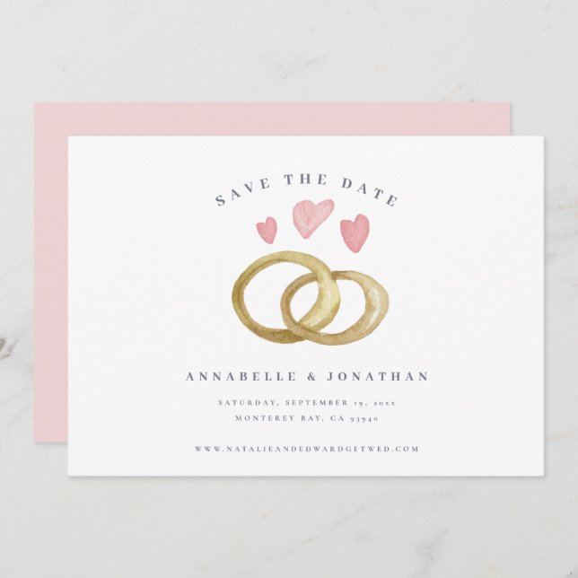 Rustikaler Ehering hübsch rosa mädchenhaft modern (Vorne/Hinten)