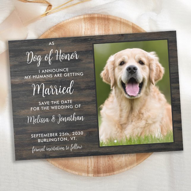 Rustikaler Ehrenhund Personalisierter Begleiter Fo Save The Date (Von Creator hochgeladen)