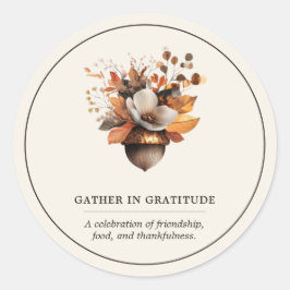 Rustikaler Eichenblüten-Floralmuster Elfenbein Kla Runder Aufkleber