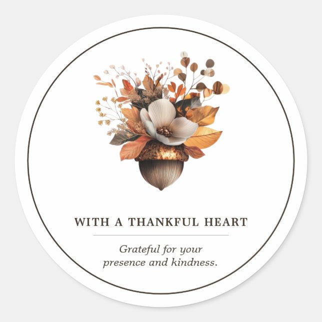 Rustikaler Eichenblüten-Weißer Klassik-Rundsticker Runder Aufkleber (Vorderseite)