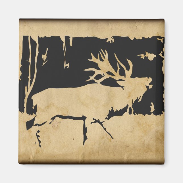 Rustikaler Elk Wildlife Hunting Nature Animals Küh Magnet (Vorne)