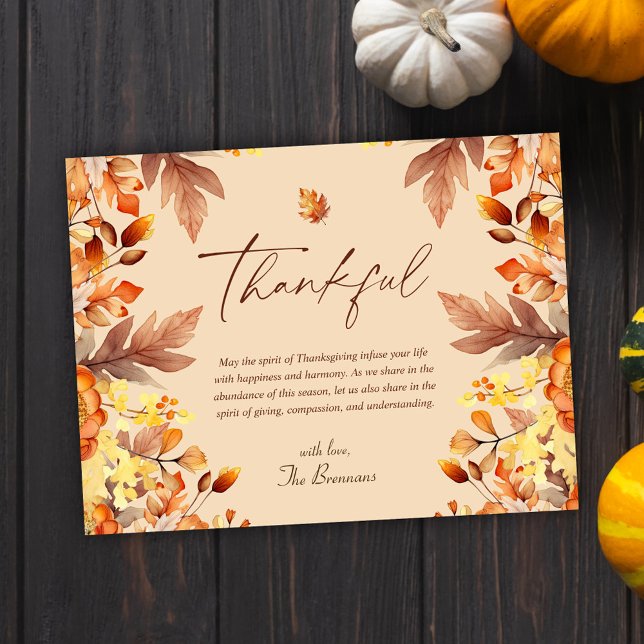 Rustikaler Erntedank Feiertagspostkarte (Rustic Thanksgiving Fall Thankful Holiday Postcard)