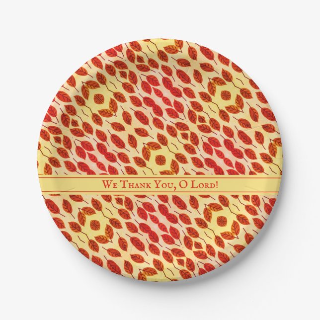 Rustikaler Erntedank Herbst Herbst Blätter Papiert Pappteller (Vorderseite)